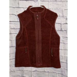 WOOLRICH Black Cherry Zip Front Sleeveless Vest Top‎ Womens M
